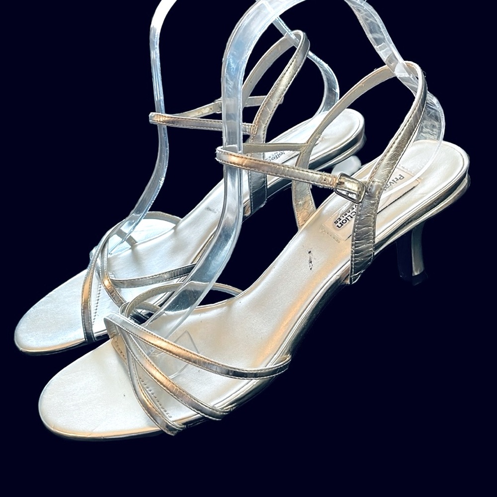 Private Collection by Dyeables FlamingoSilver Strappy Formal Sandals Size 10B